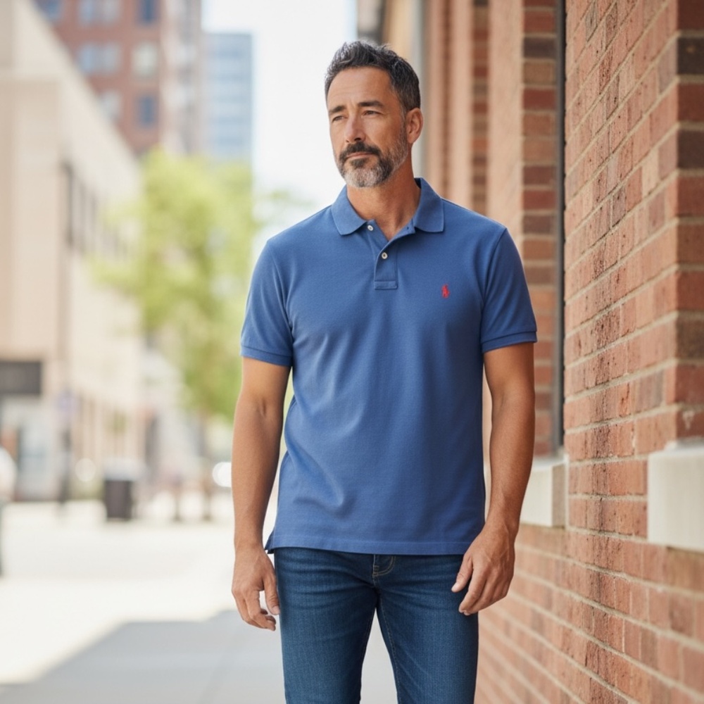 NWT Blue XL Mens The Iconic Mesh Polo Shirt - Picture 2 of 11